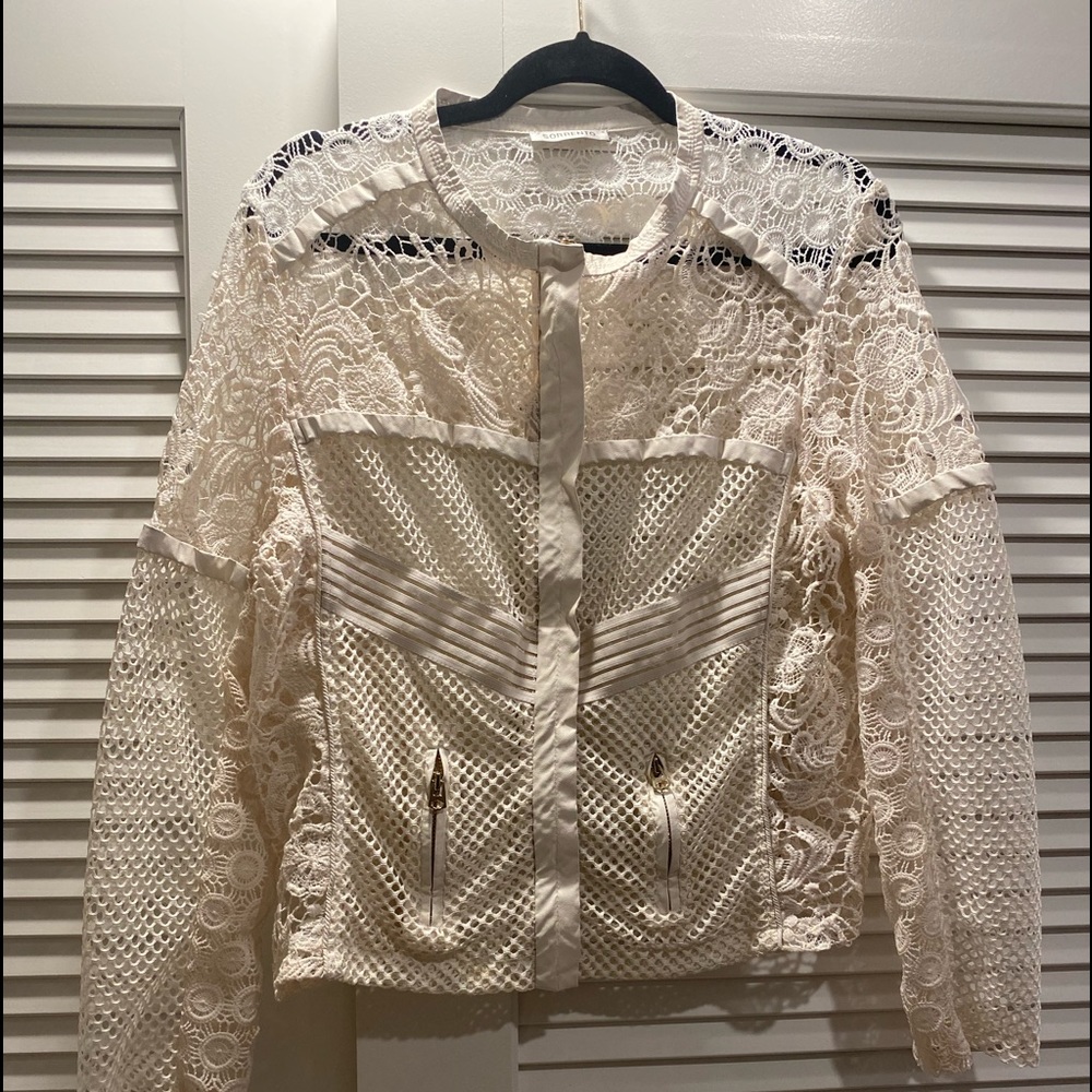 Vintage White lace and faux leather jacket